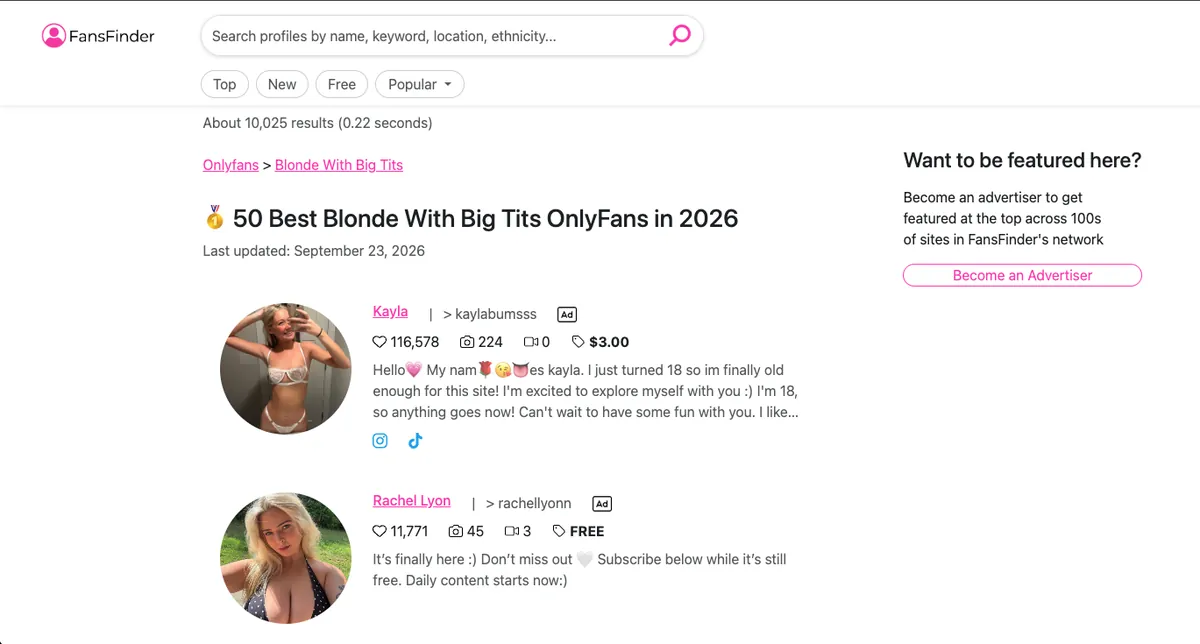 Fans Finder search results for “blonde with big tits”