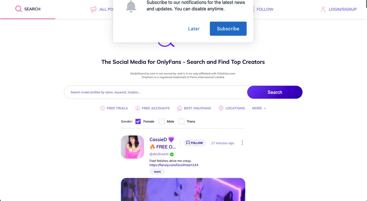 Model Searcher homepage