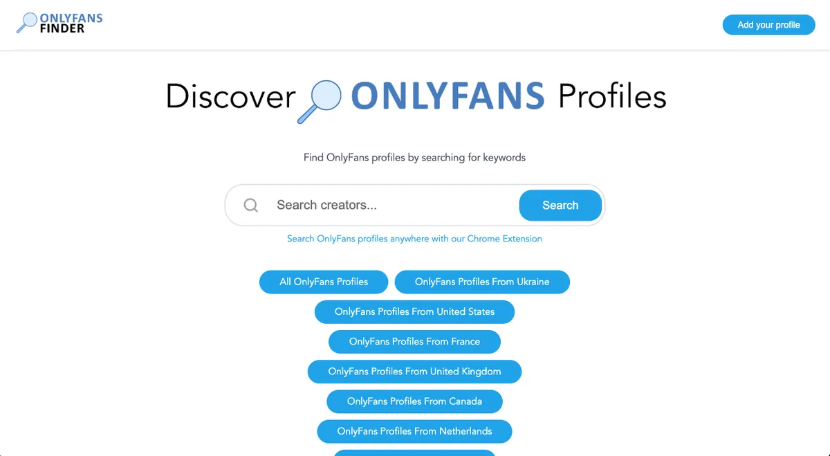 OnlyFansFinders homepage