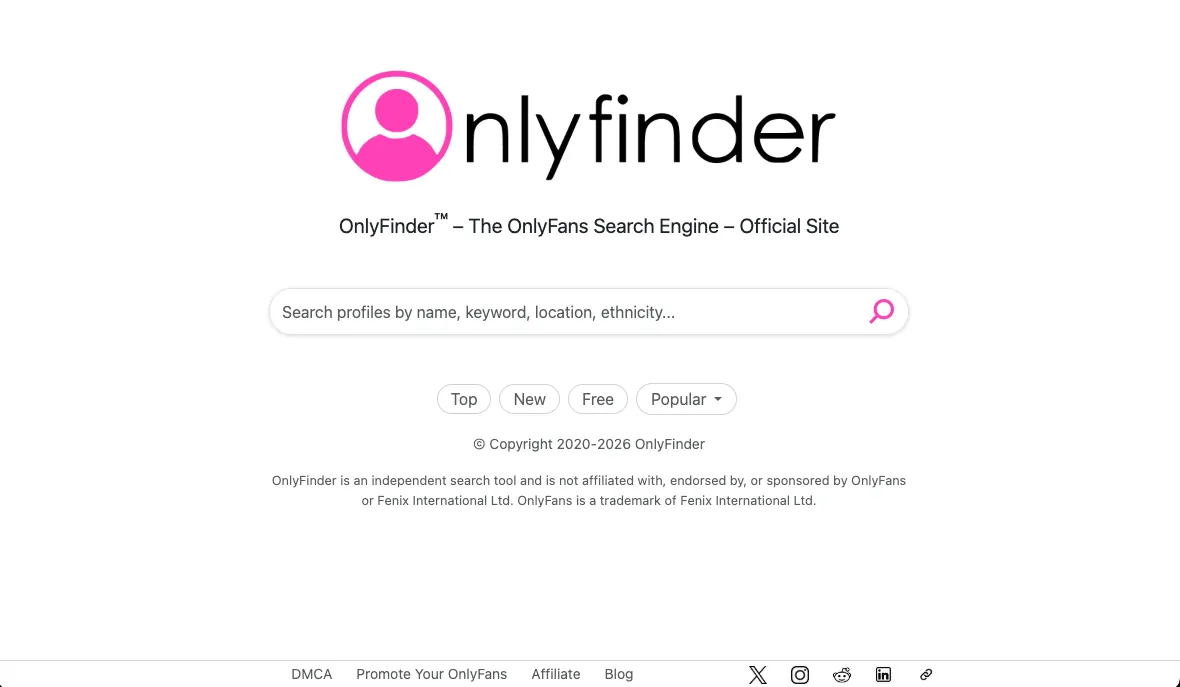 OnlyFinder homepage