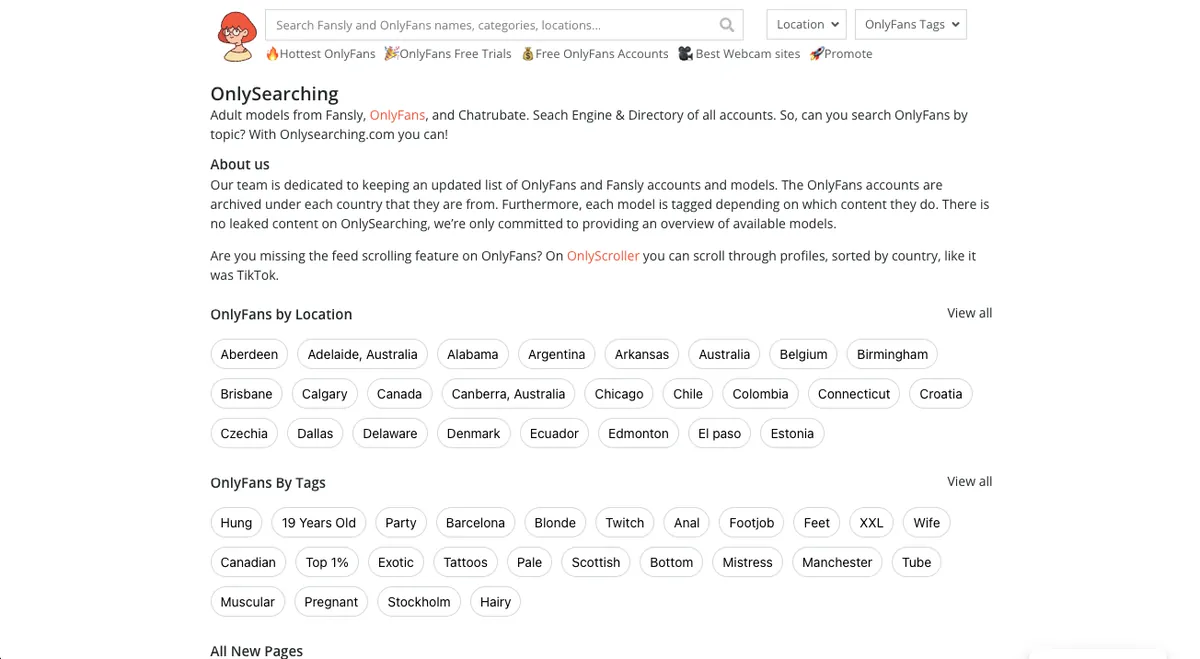 OnlySearching homepage