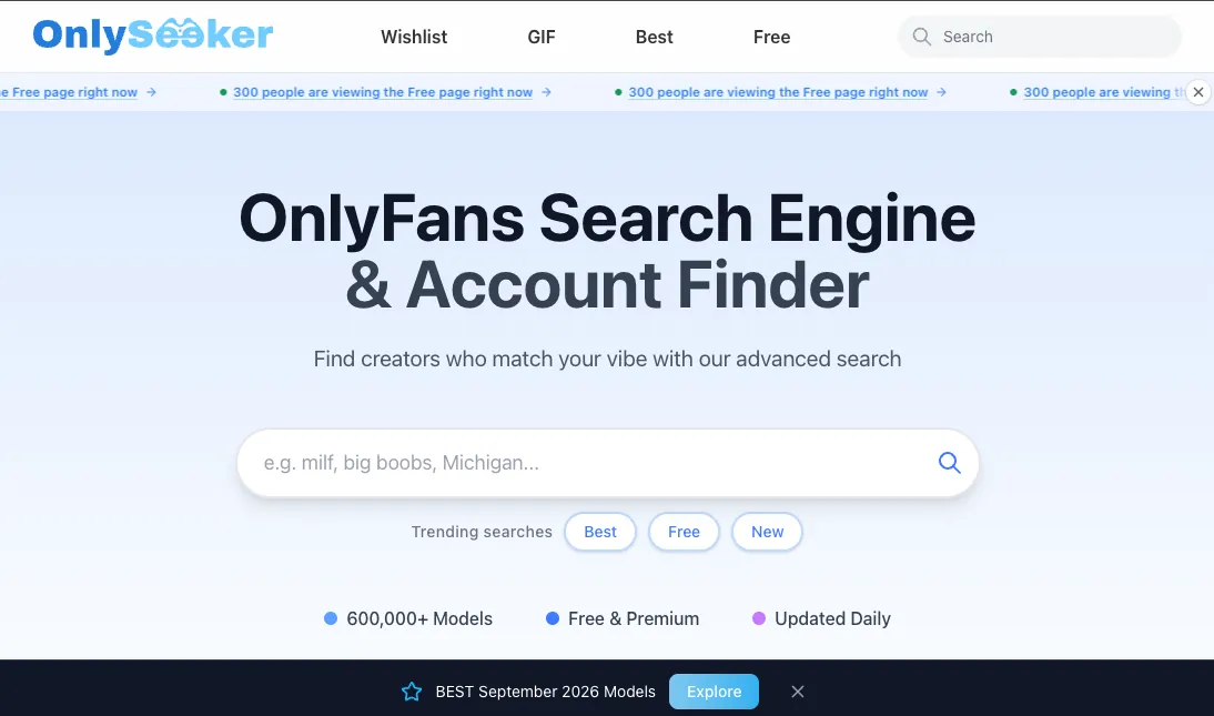 OnlySeeker homepage