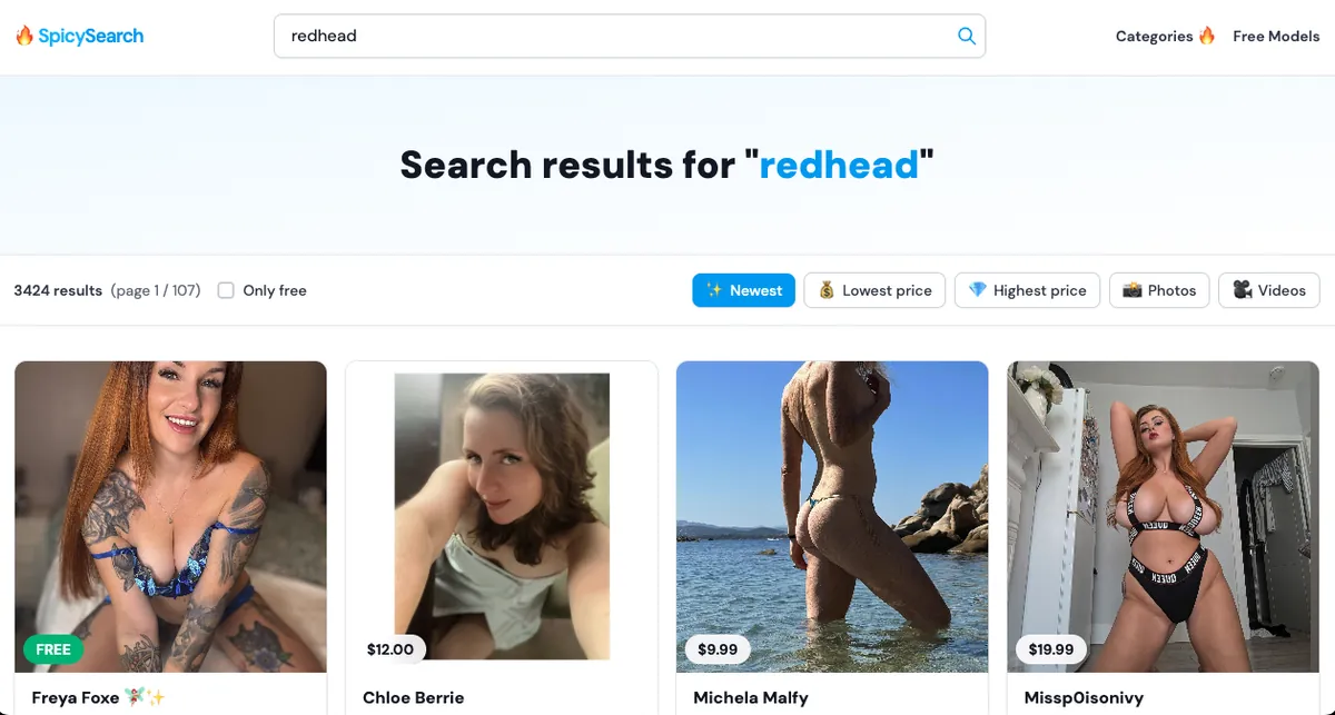 Spicy Search search results for “redhead”